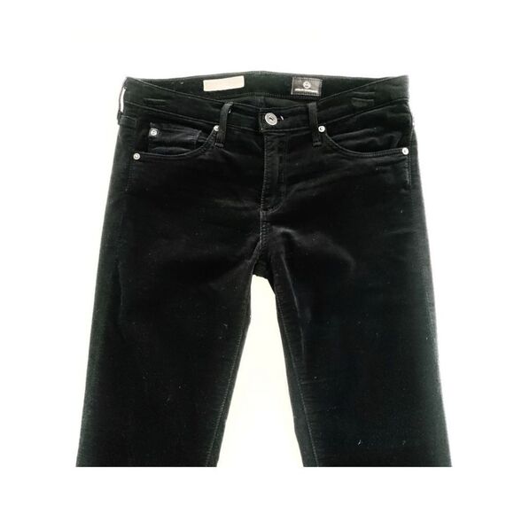 AG ADRIANO GOLDSCHIED LEGGINGS SUPER SKINNY VELVET BLACK ANKLE PANT SZ 26 - Picture 5 of 10